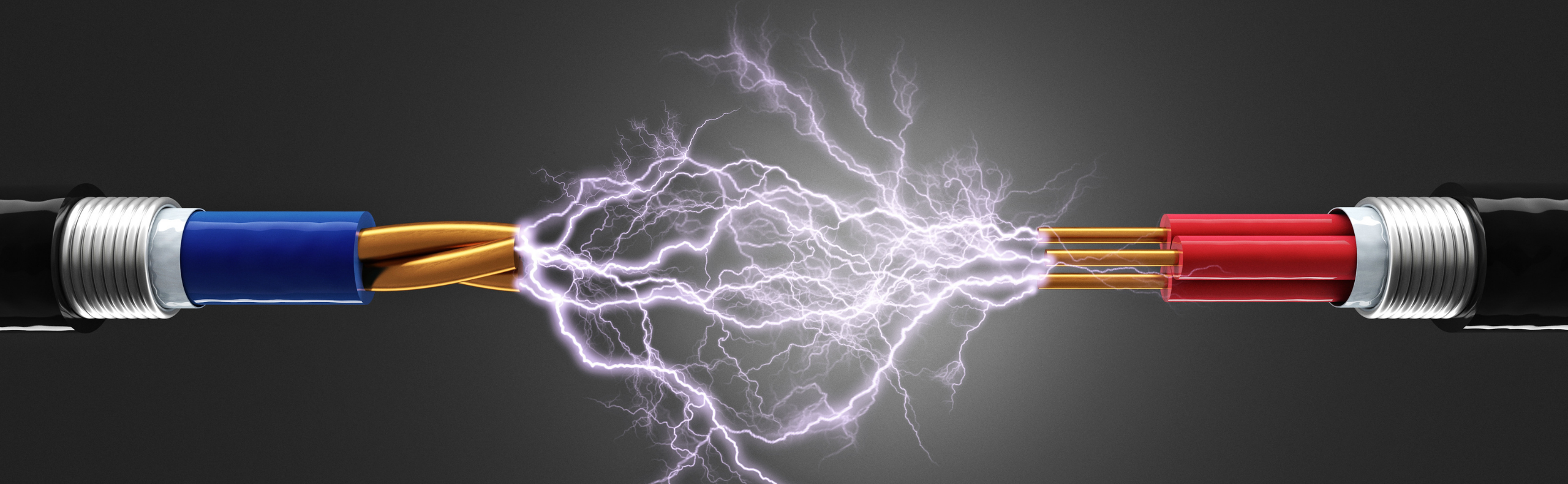 Stromkabel mit Blitz dazwischen
